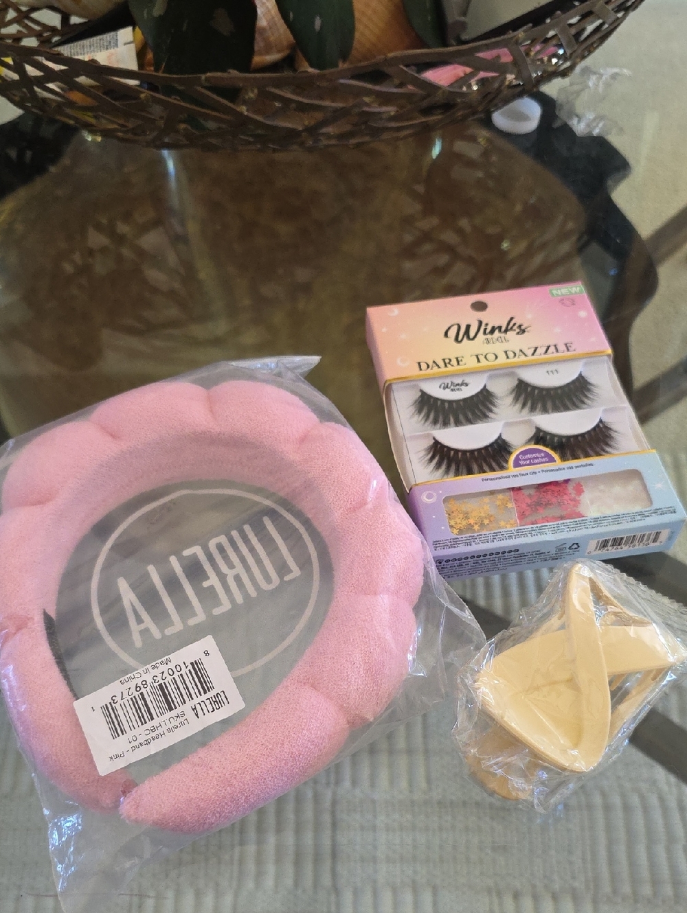 LURELLA Pink Padded Soft Headband with Winks Dare to Dazzle False Lashes